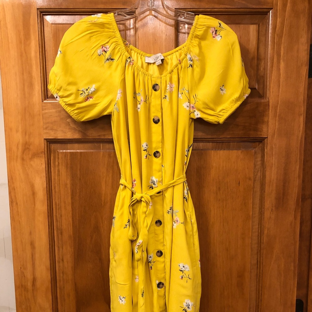 Yellow floral print dress